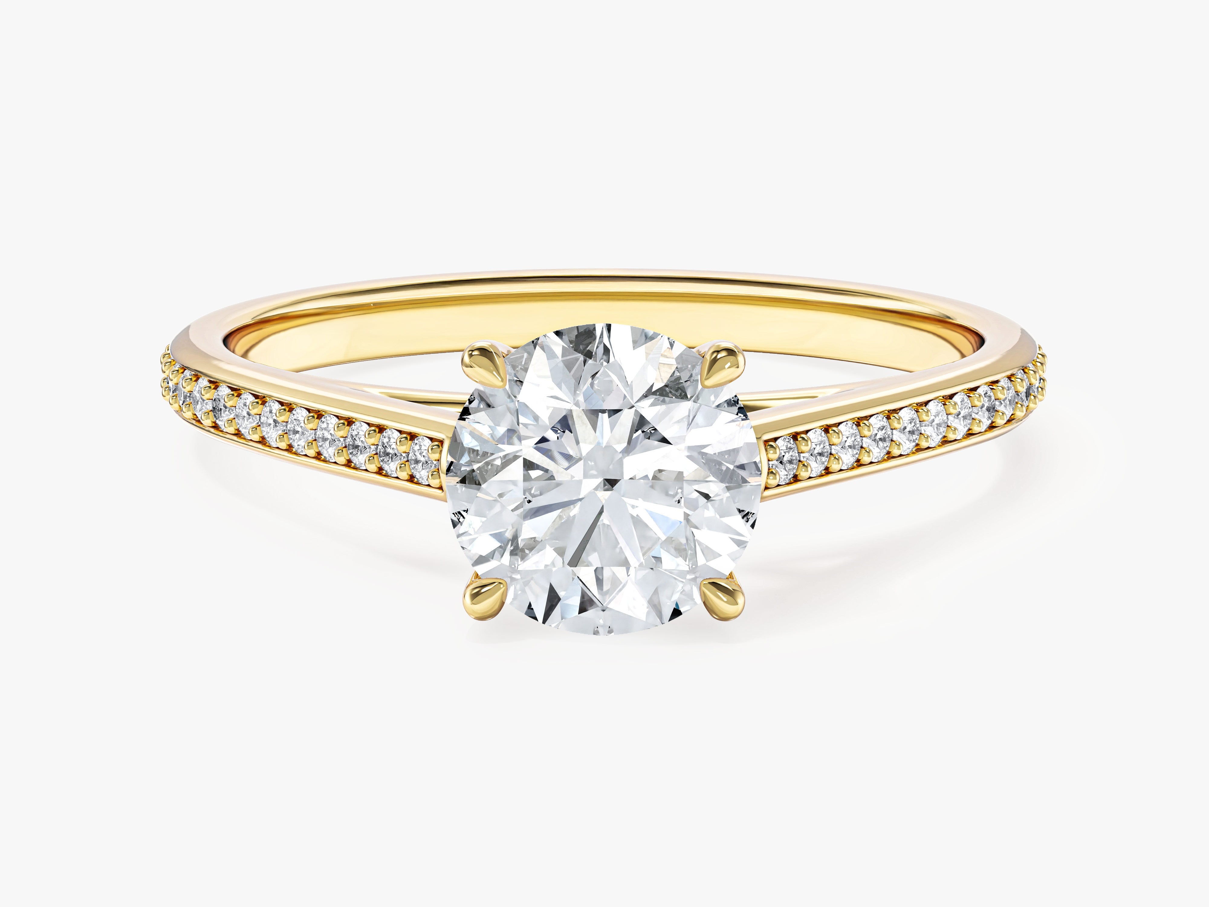 Channel Set Round Cut Moissanite Engagement Ring (1.00 CT)