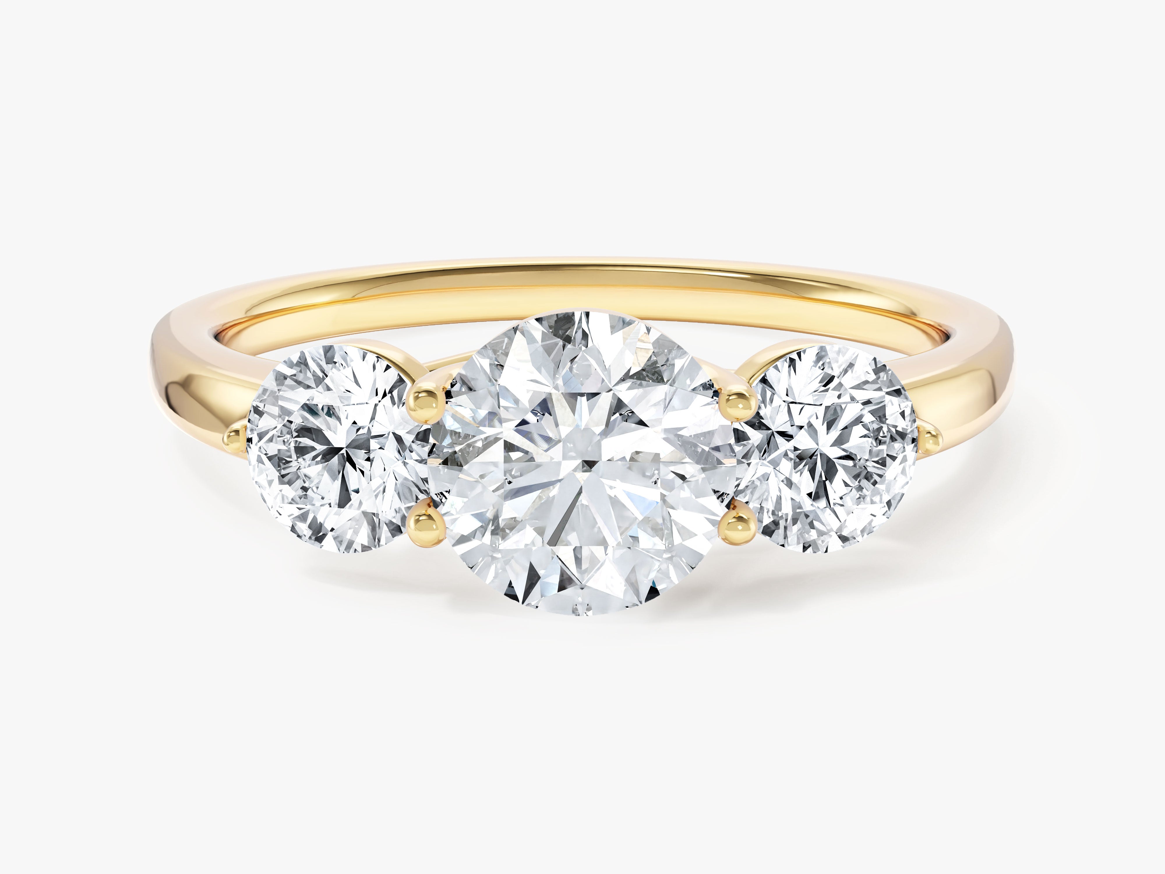 Round Cut Three Stone Moissanite Engagement Ring (1.75 CT)