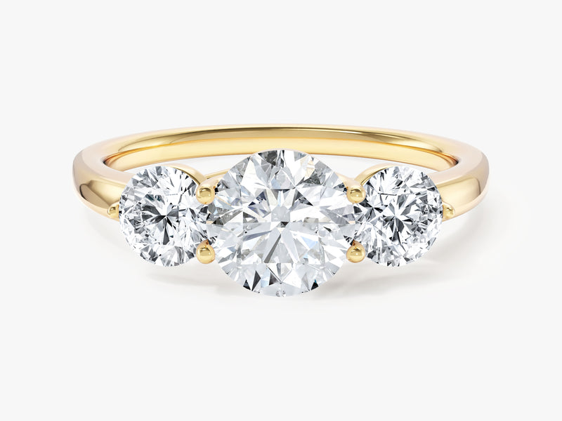 Round Cut Three Stone Moissanite Engagement Ring (1.75 CT)