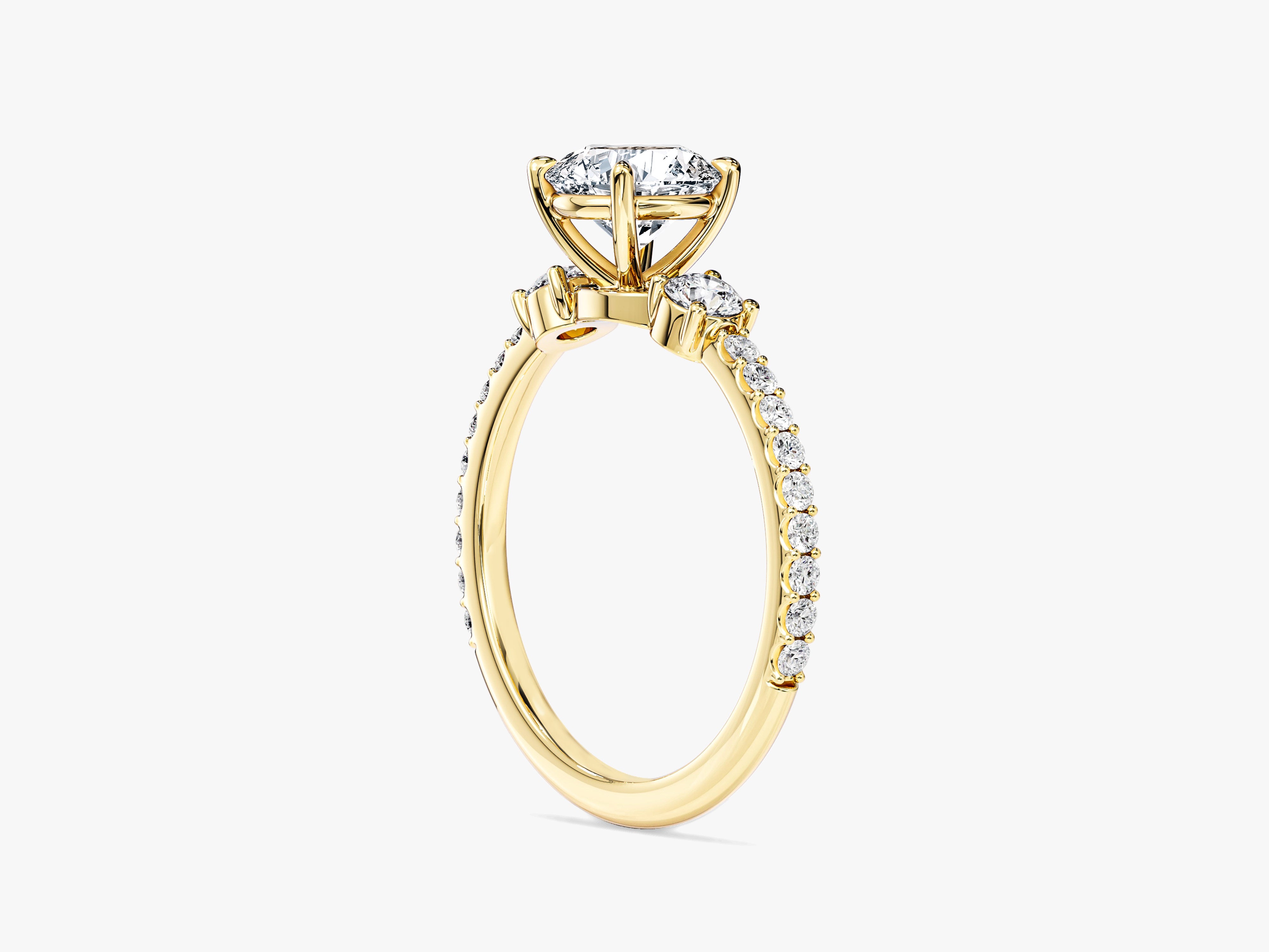 Moissanit Verlobungsring mit Micropave-Trio (1,00 CT)