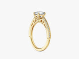 Moissanit Verlobungsring im Vintage-Stil und Kathedral-Bändern (1,00 CT)