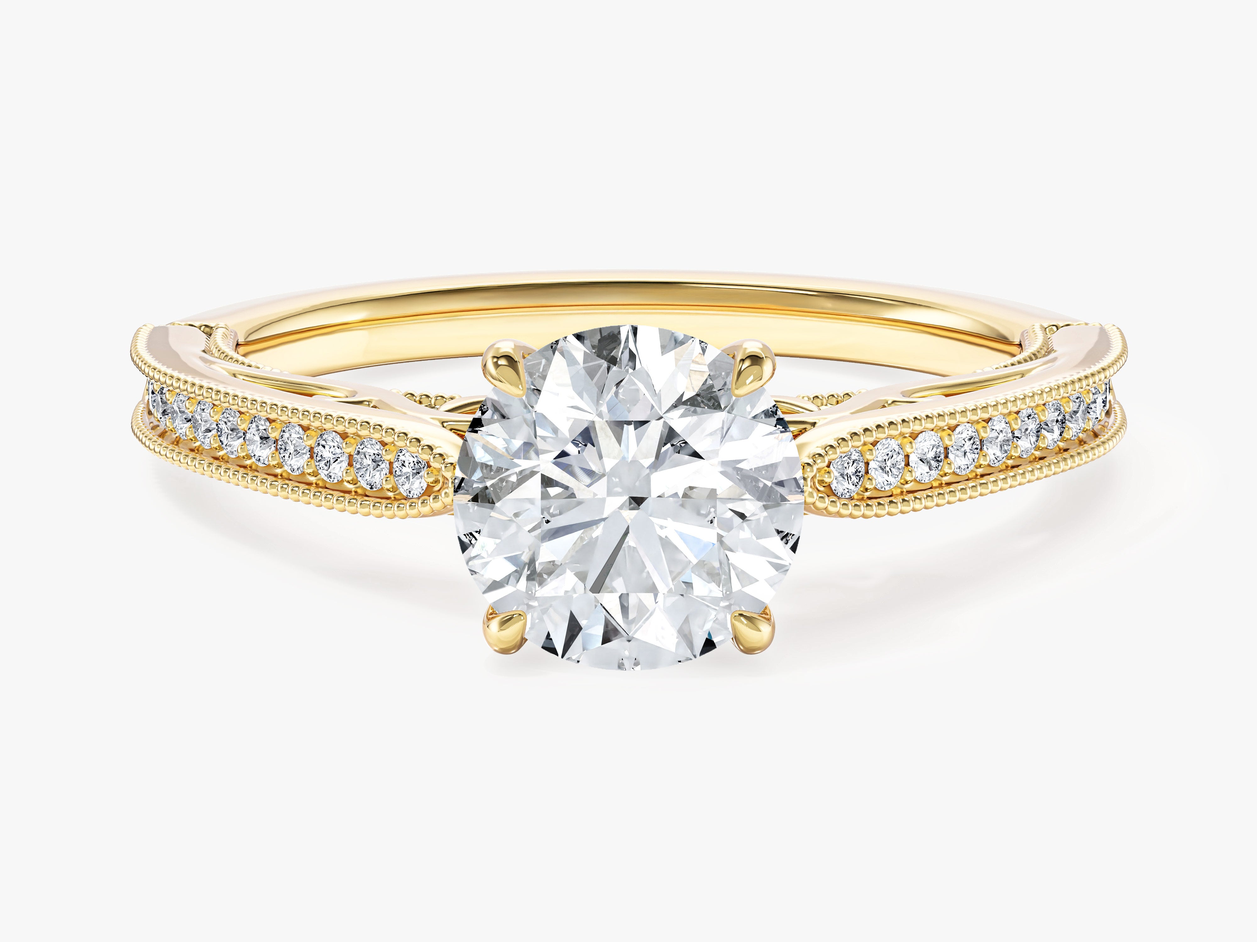 Moissanit Verlobungsring im Vintage-Stil und Kathedral-Bändern (1,00 CT)