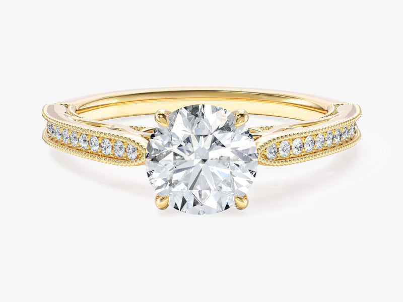 Moissanit Verlobungsring im Vintage-Stil und Kathedral-Bändern (1,00 CT)