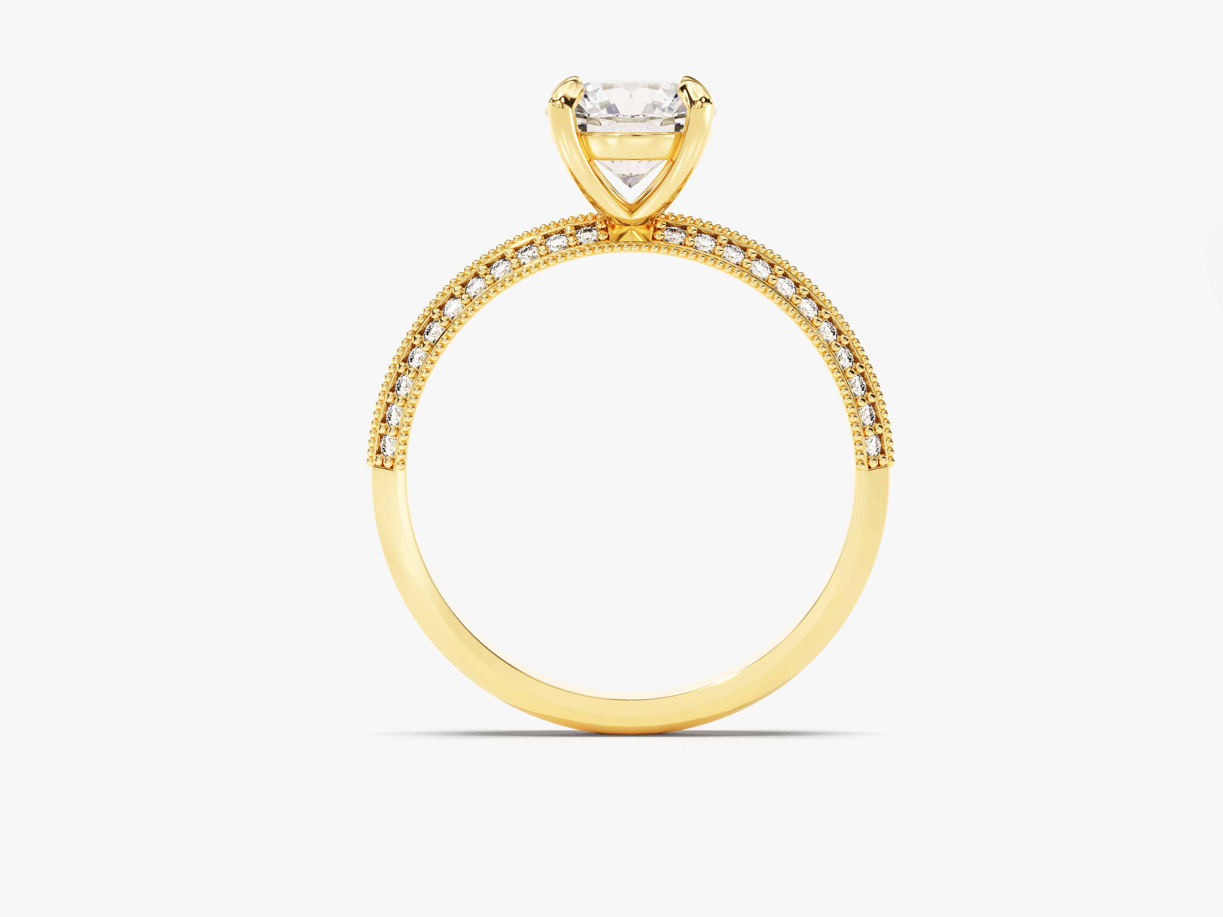 Moissanit Verlobungsring mit Messer-Kante und Pave-Seitensteinen (1.00 CT)