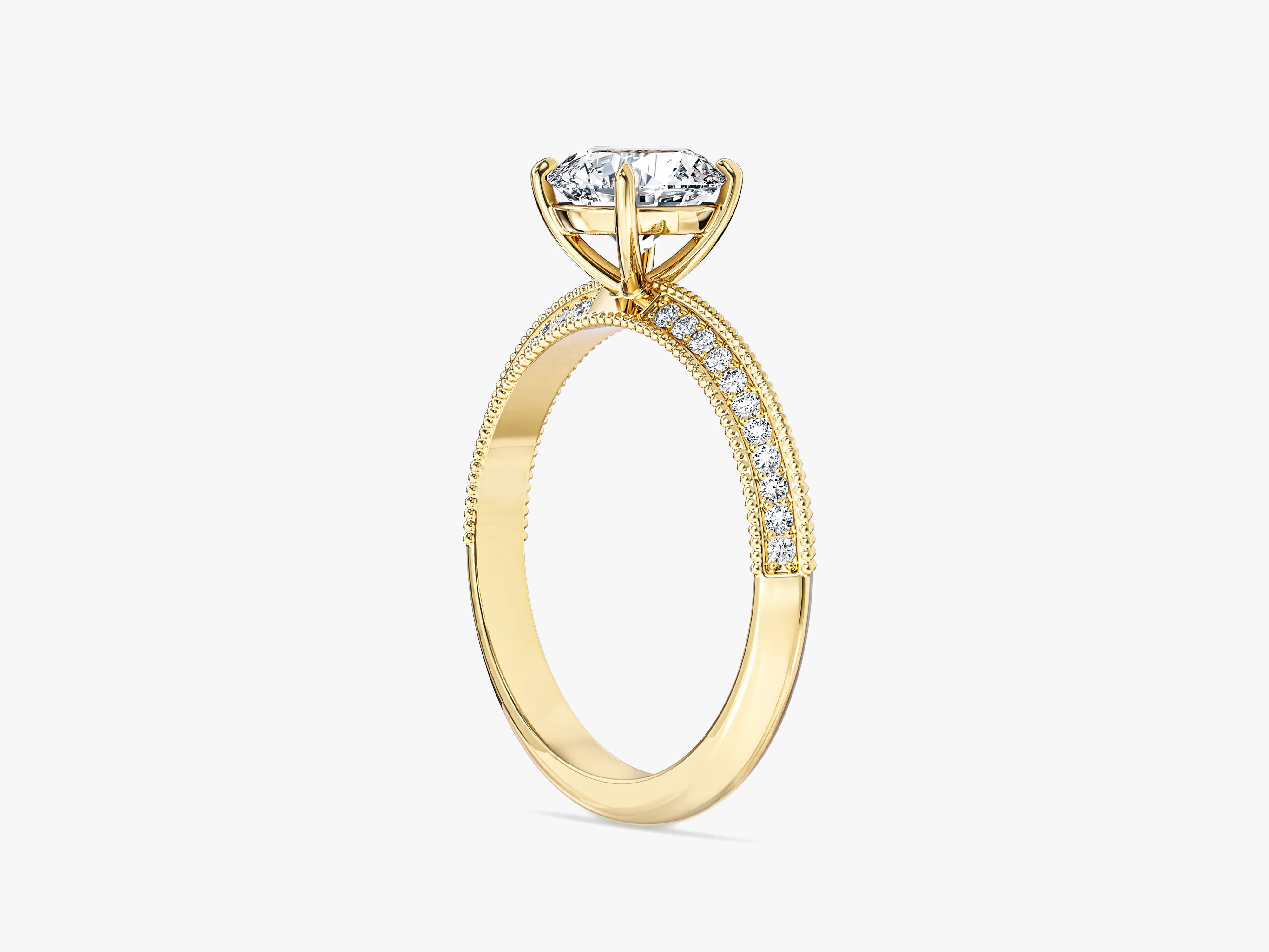 Pave Set Knife Edge Lab Grown Diamond Engagement Ring (1.00 CT)