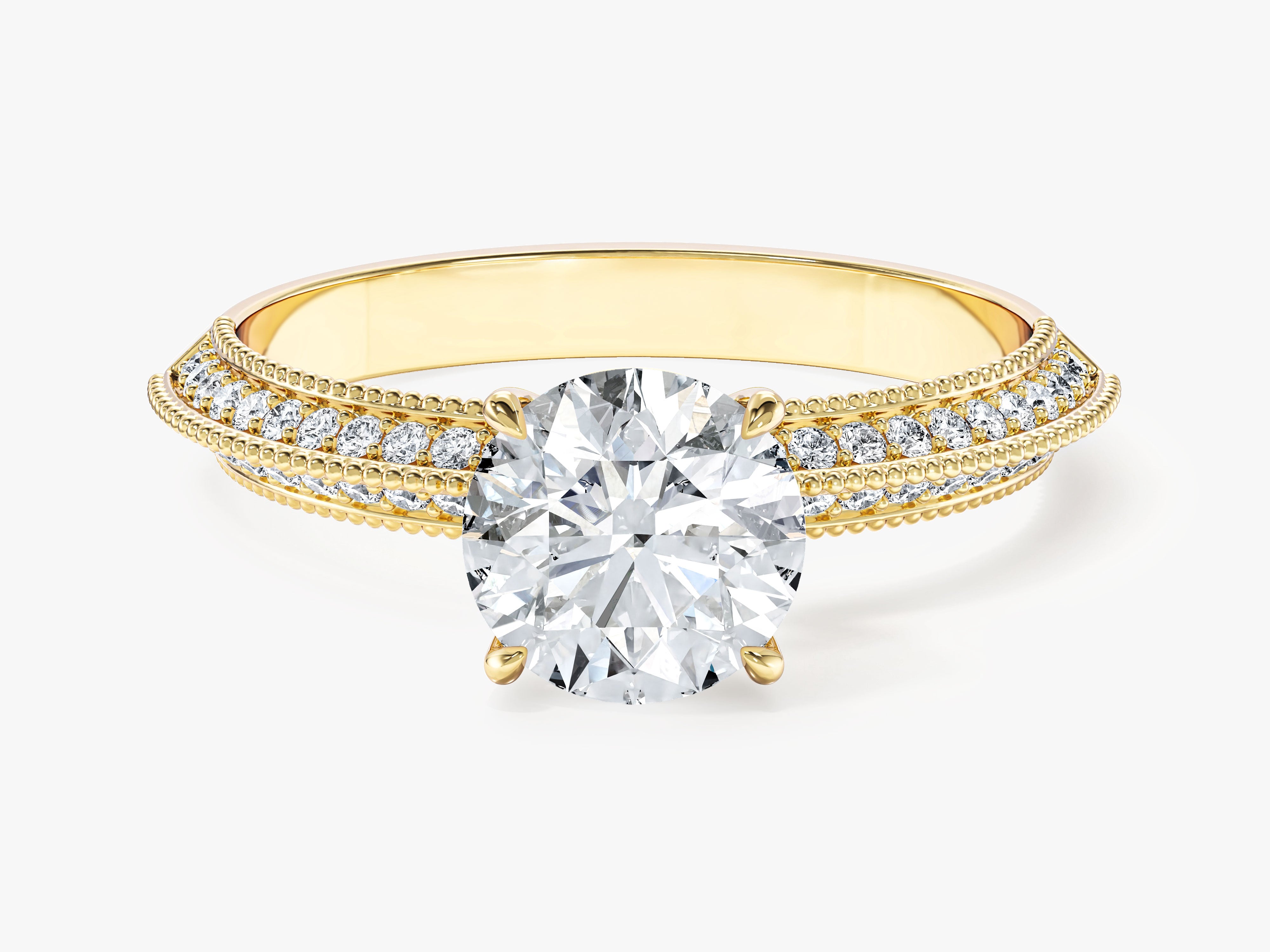 Pave Set Knife Edge Lab Grown Diamond Engagement Ring (1.00 CT)