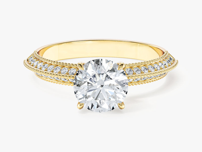 Pave Set Knife Edge Lab Grown Diamond Engagement Ring (1.00 CT)