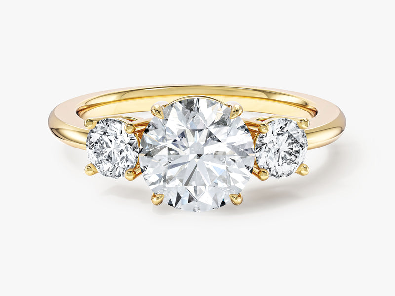 Drei Steine Moissanit Verlobungsring im Rundschliff (1,50 CT TW)