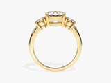 Gold three-stone diamond engagement ring for jewelry company