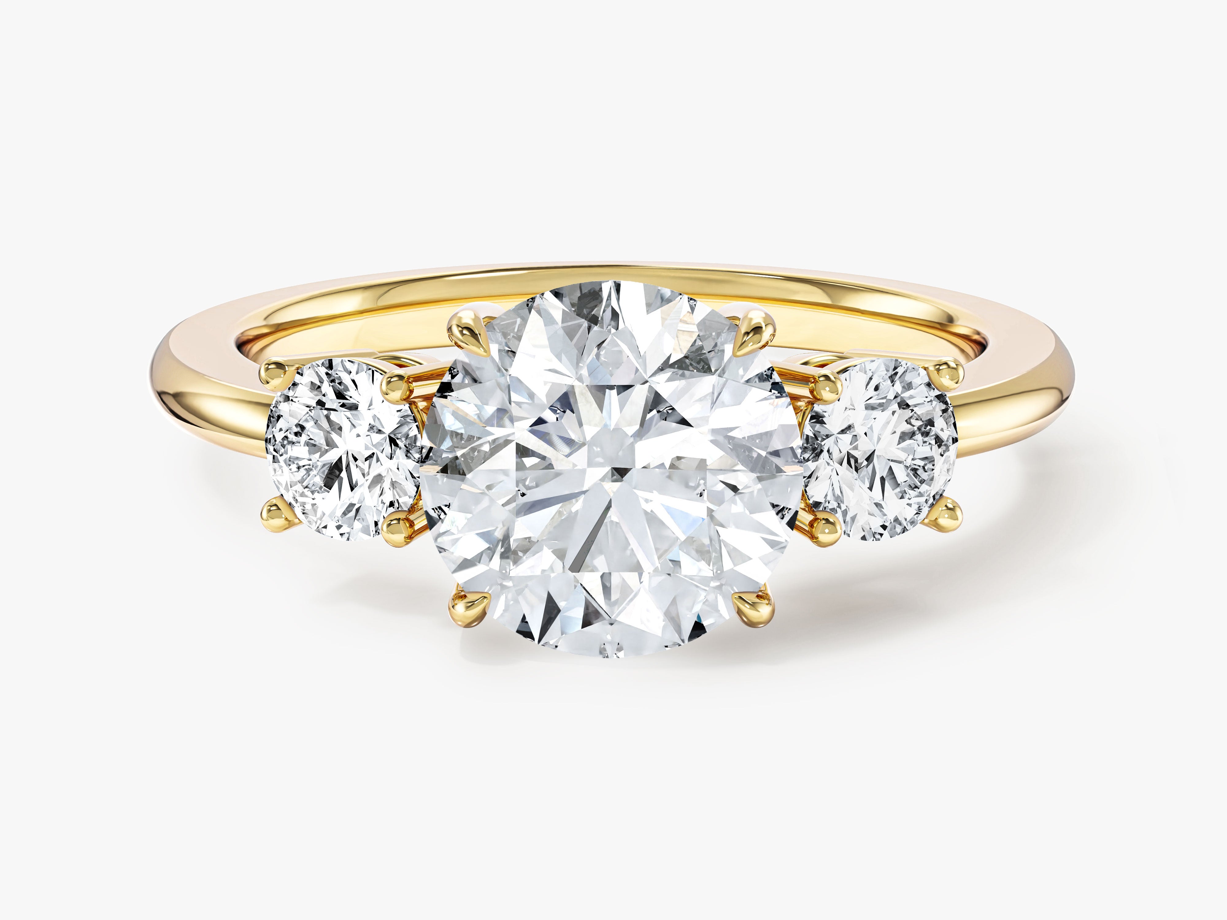 Drei Steine Moissanit Verlobungsring im Rundschliff (2,00 CT TW)