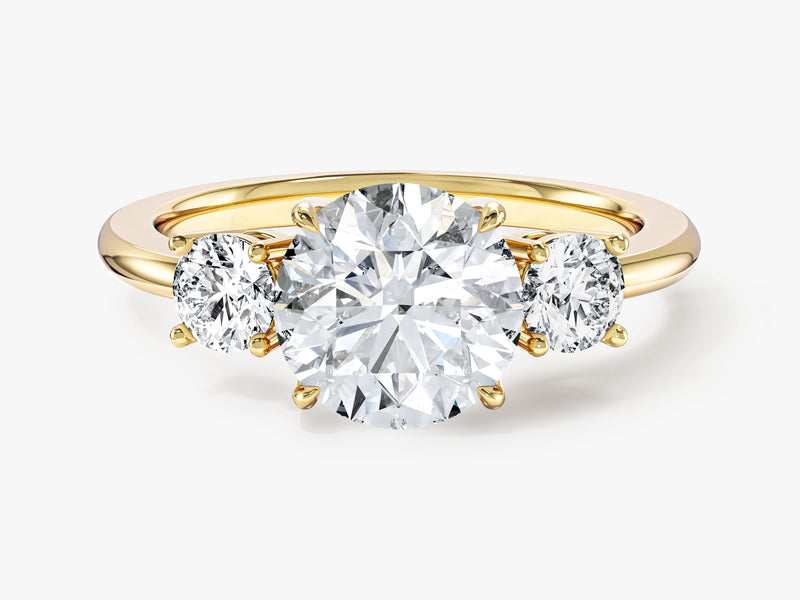 Drei Steine Moissanit Verlobungsring im Rundschliff (2,00 CT TW)