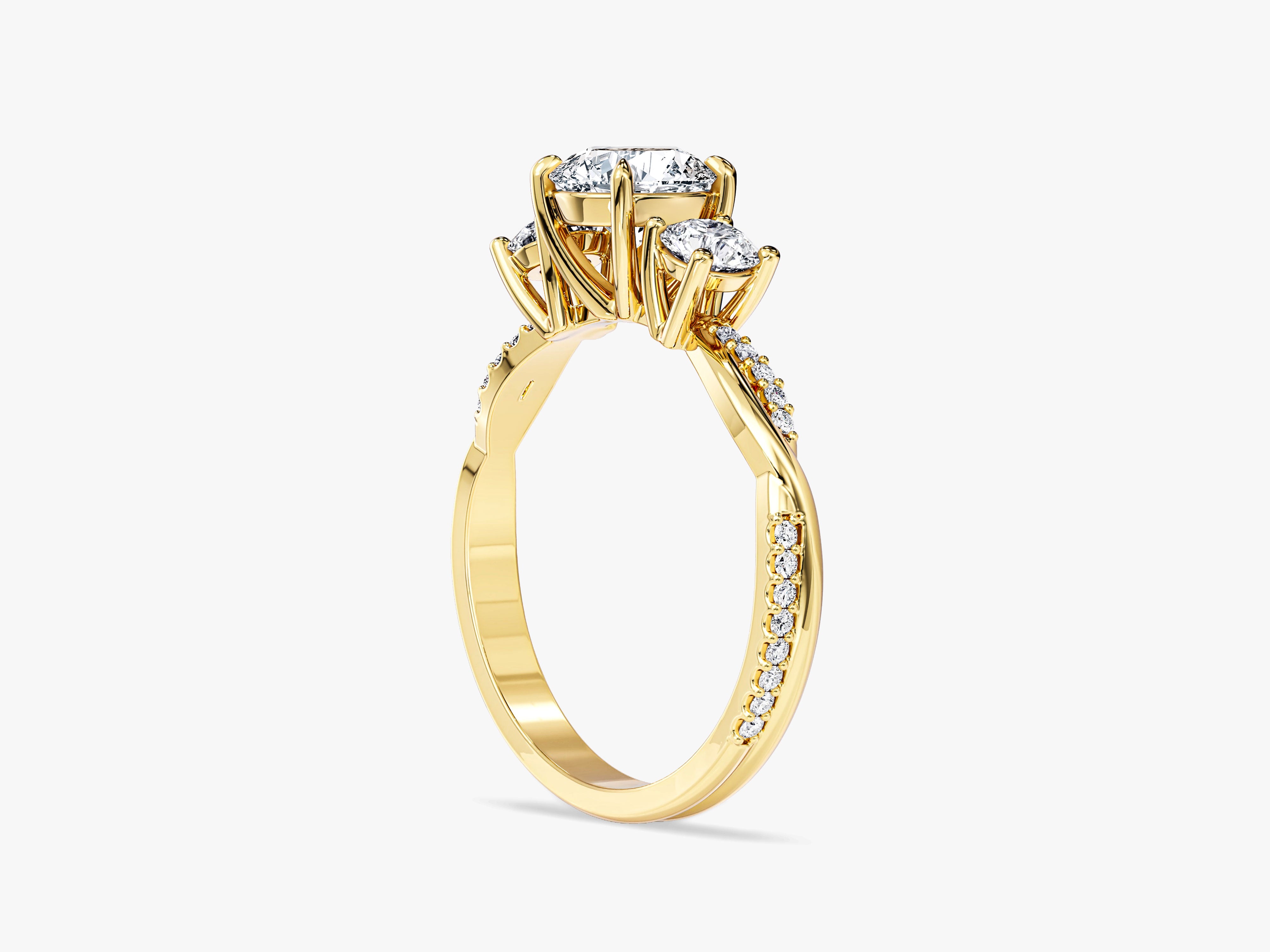 Drei Steine Moissanit Verlobungsring mit Petite Twist (1,50 CT TW)
