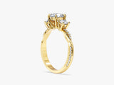 Drei Steine Labordiamant Verlobungsring mit Petite Twist (1.50 CT TW)