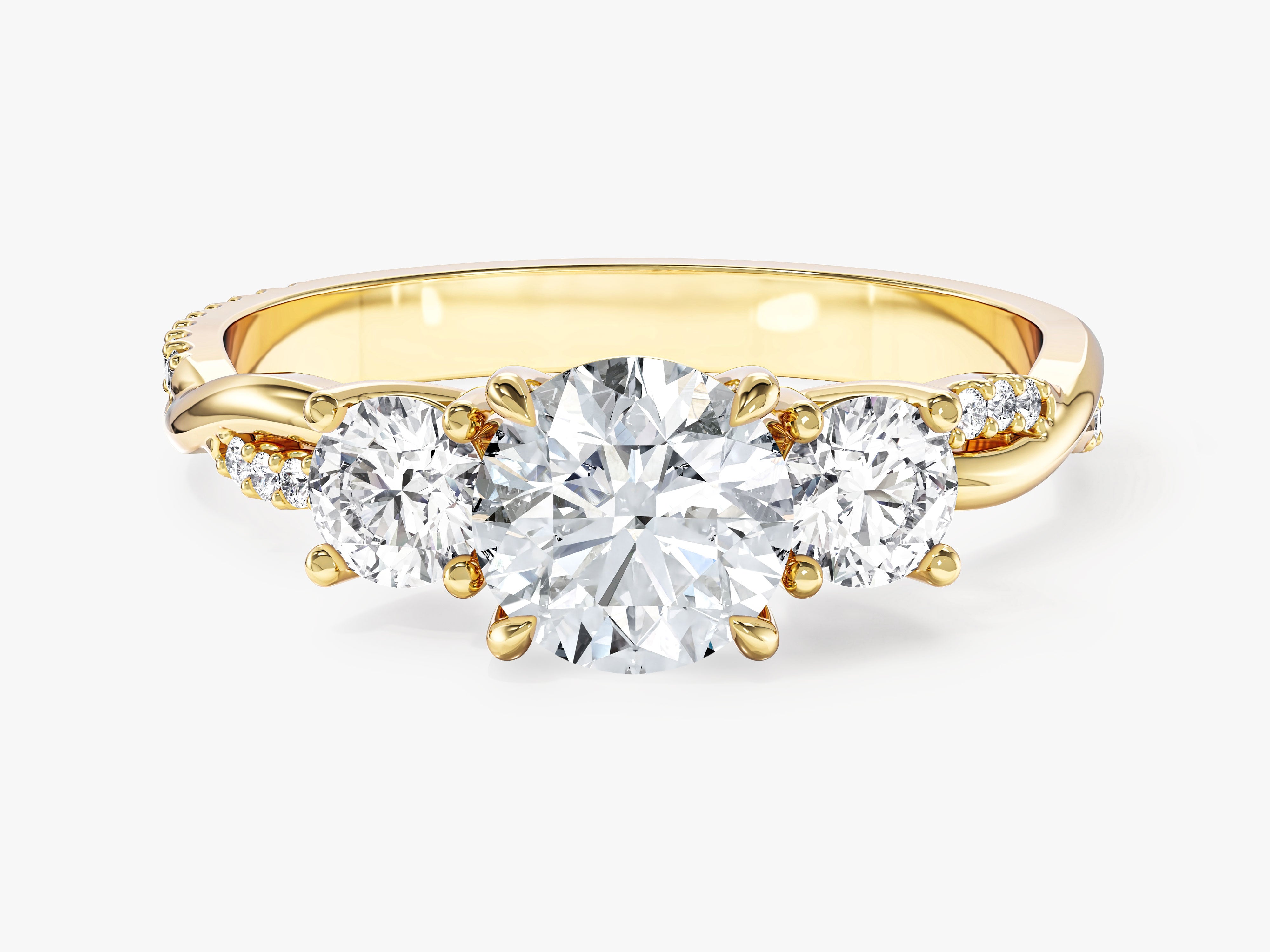 Drei Steine Moissanit Verlobungsring mit Petite Twist (1,50 CT TW)