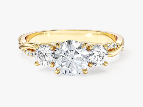 Petite Twisted Vine Three Stone Round Moissanite Engagement Ring (1.50 CT TW)