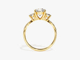 Gold three-stone diamond engagement ring