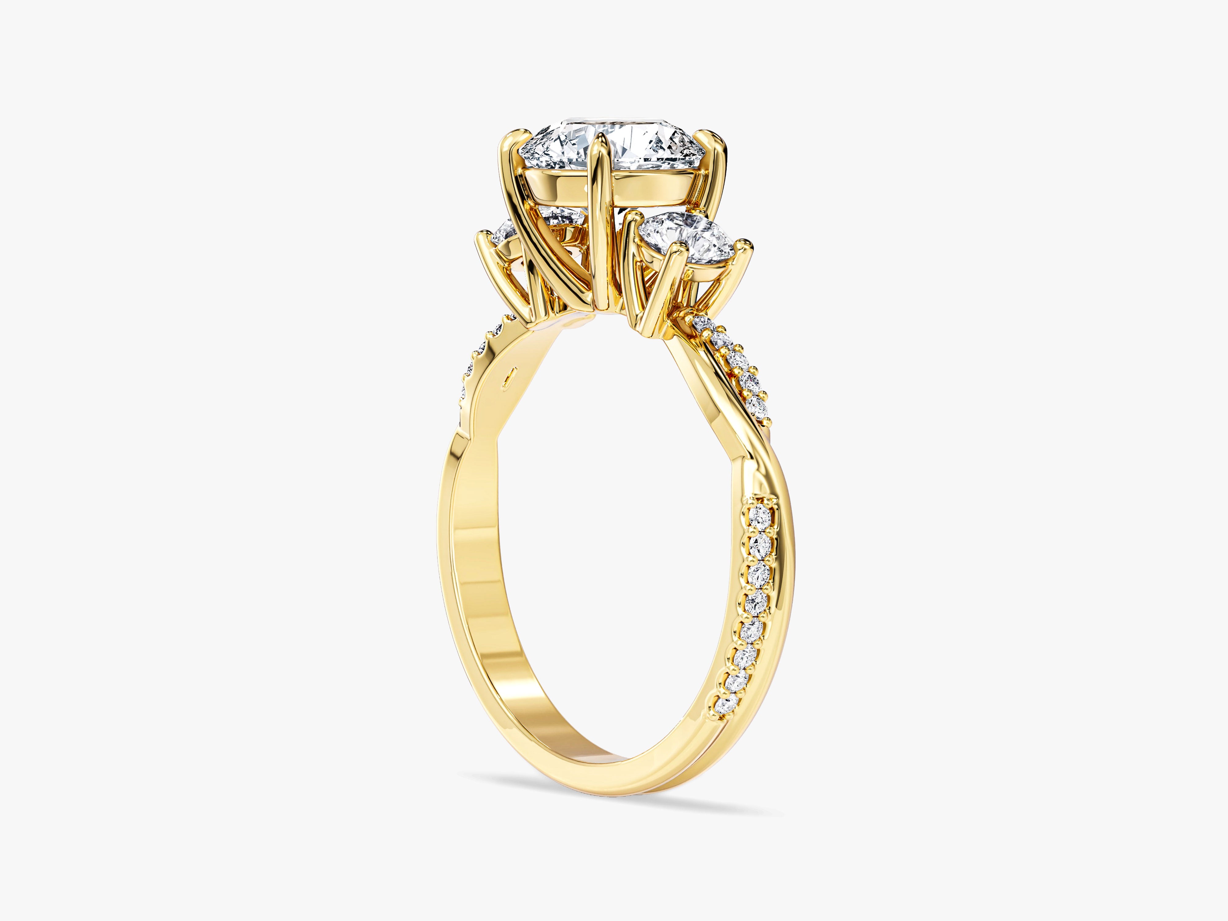 Drei Steine Moissanit Verlobungsring mit Petite Twist (2,00 CT TW)