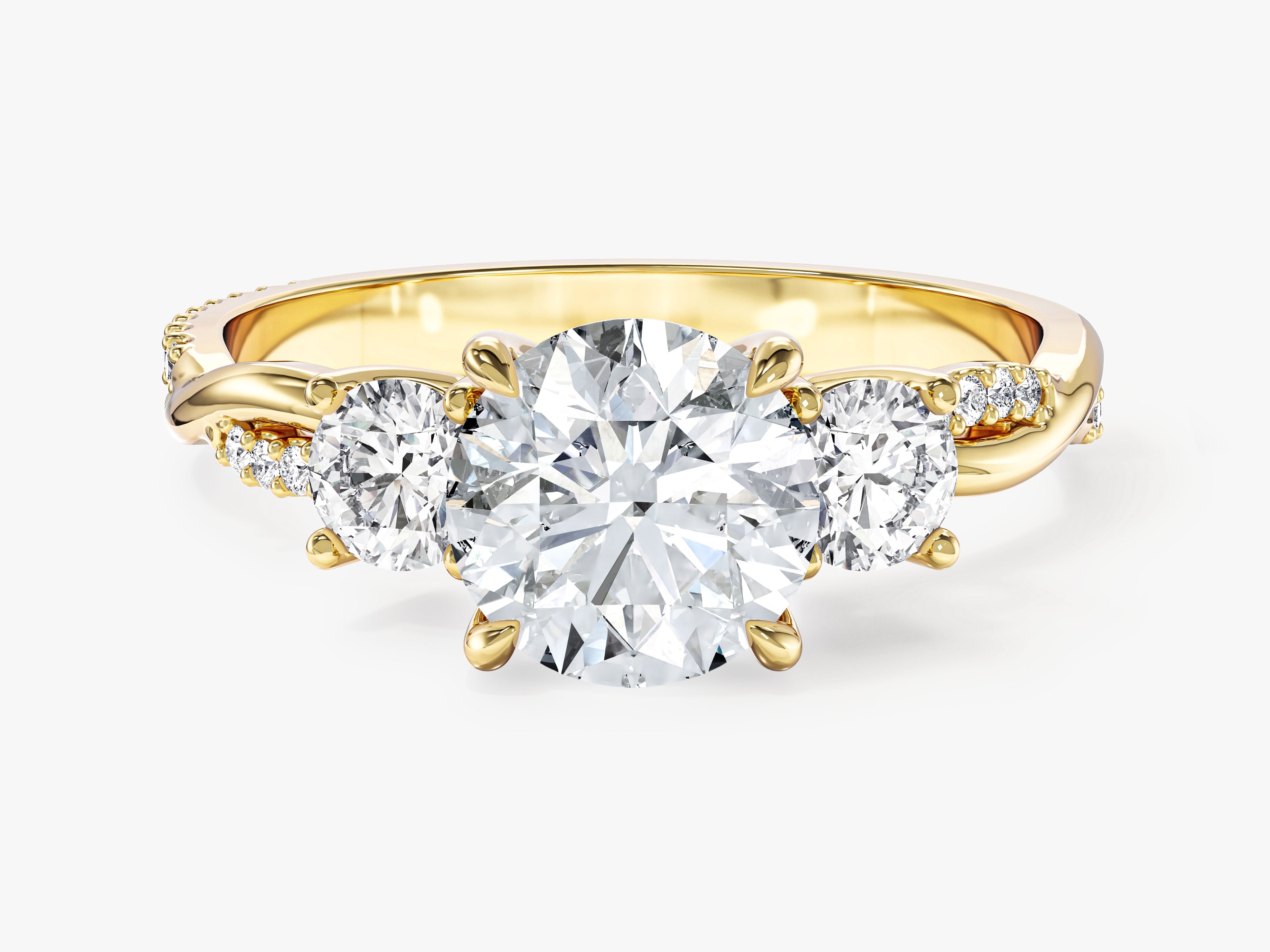 Drei Steine Moissanit Verlobungsring mit Petite Twist (2,00 CT TW)