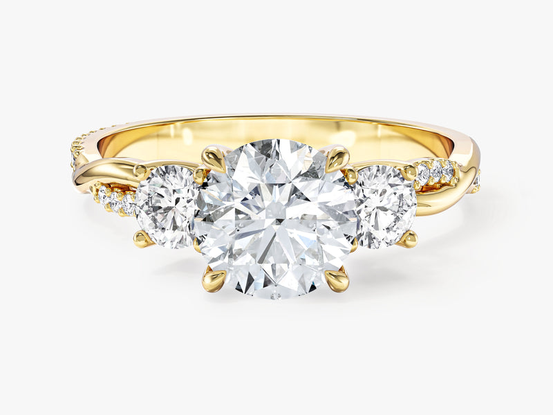 Drei Steine Moissanit Verlobungsring mit Petite Twist (2,00 CT TW)