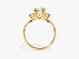 Gold three-stone diamond engagement ring