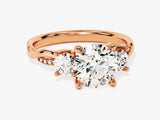 Drei Steine Moissanit Verlobungsring mit Petite Twist (2.50 CT TW)