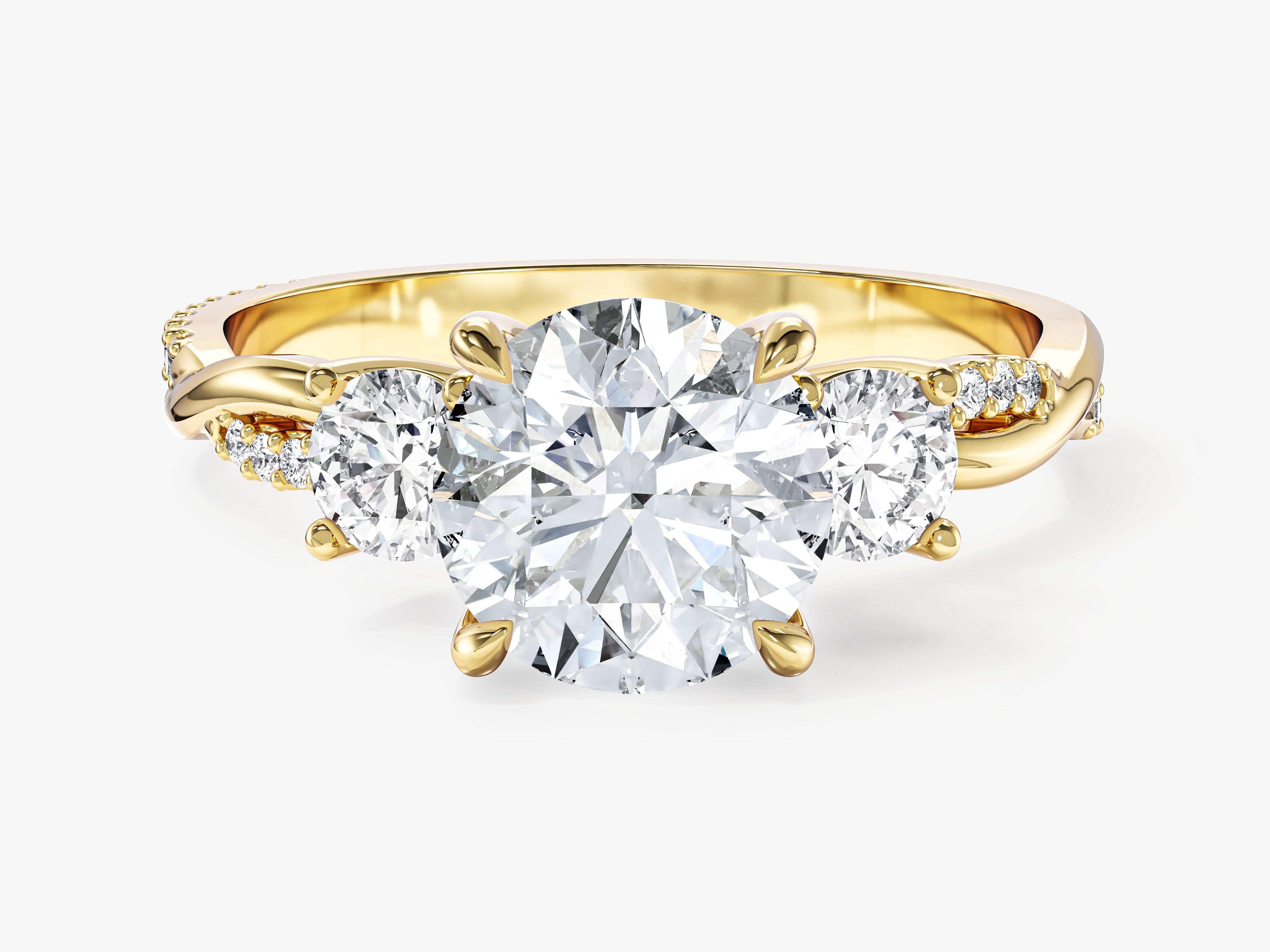 Drei Steine Moissanit Verlobungsring mit Petite Twist (2,50 CT TW)