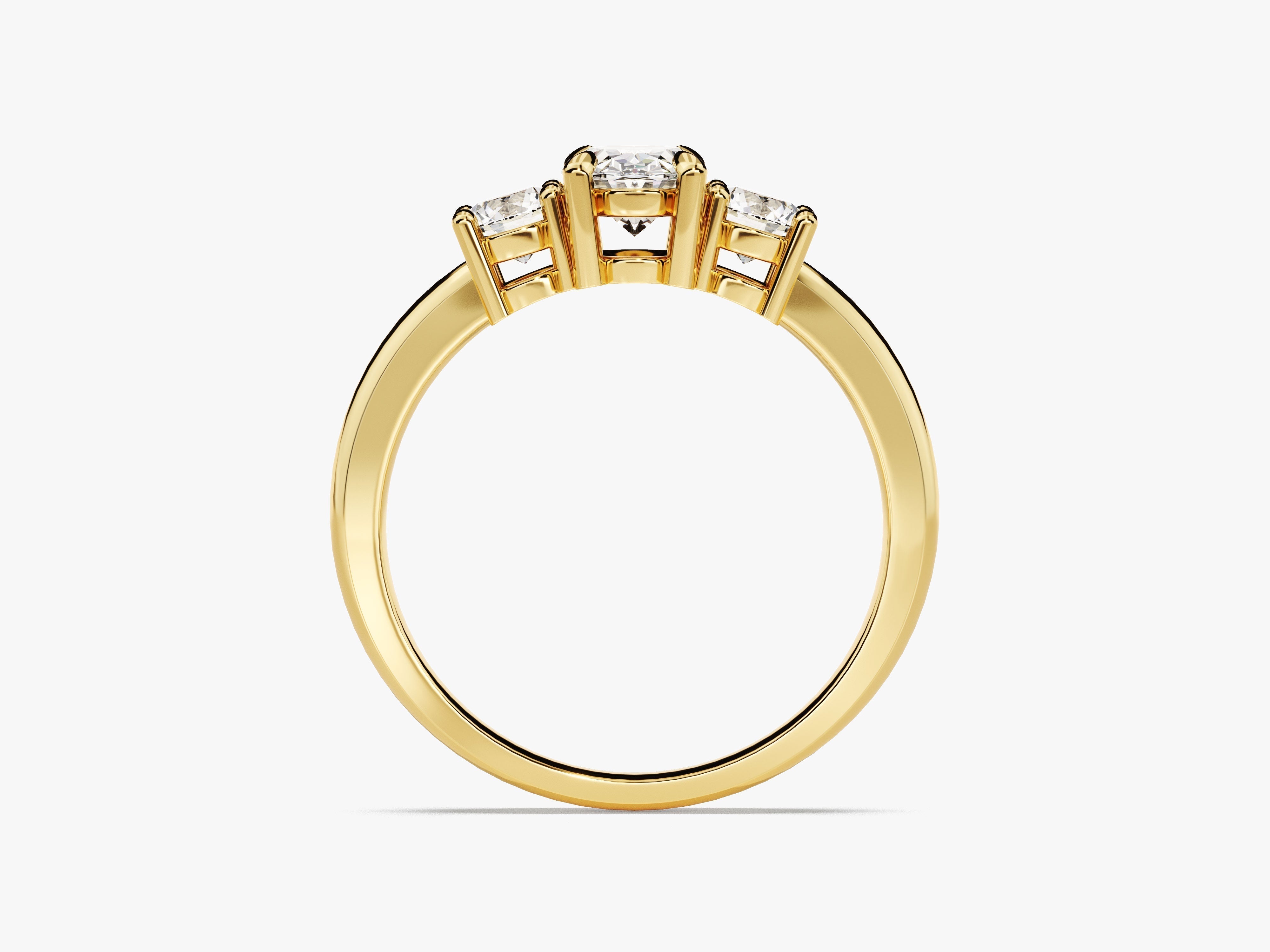 Drei Steine Moissanit Verlobungsring im Ovalschliff (1.50 CT TW)