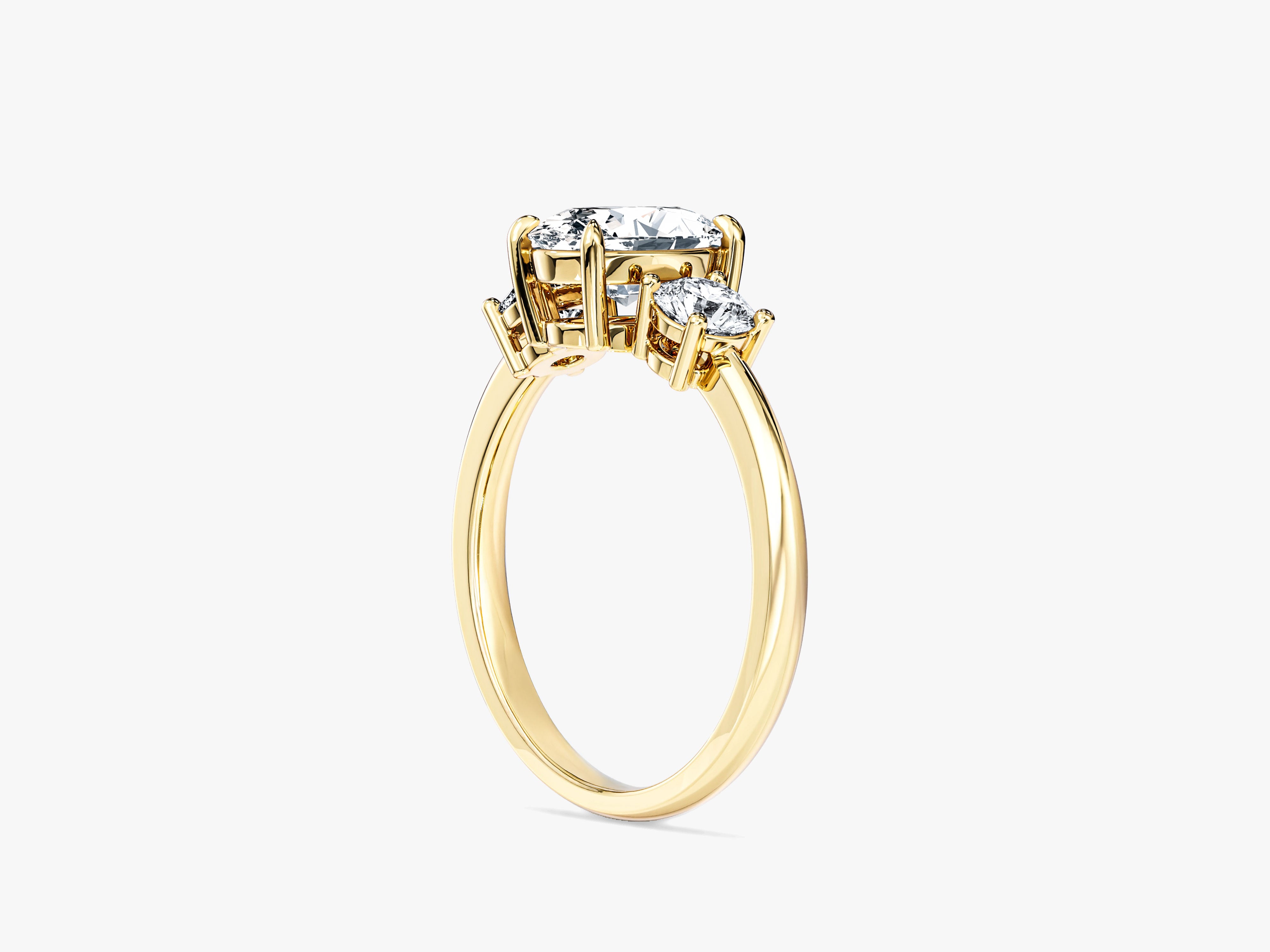 Classic Basket Set Three Stone Oval Moissanite Engagement Ring (1.50 CT TW)