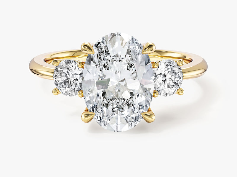 Drei Steine Moissanit Verlobungsring im Ovalschliff (2,50 CT TW)