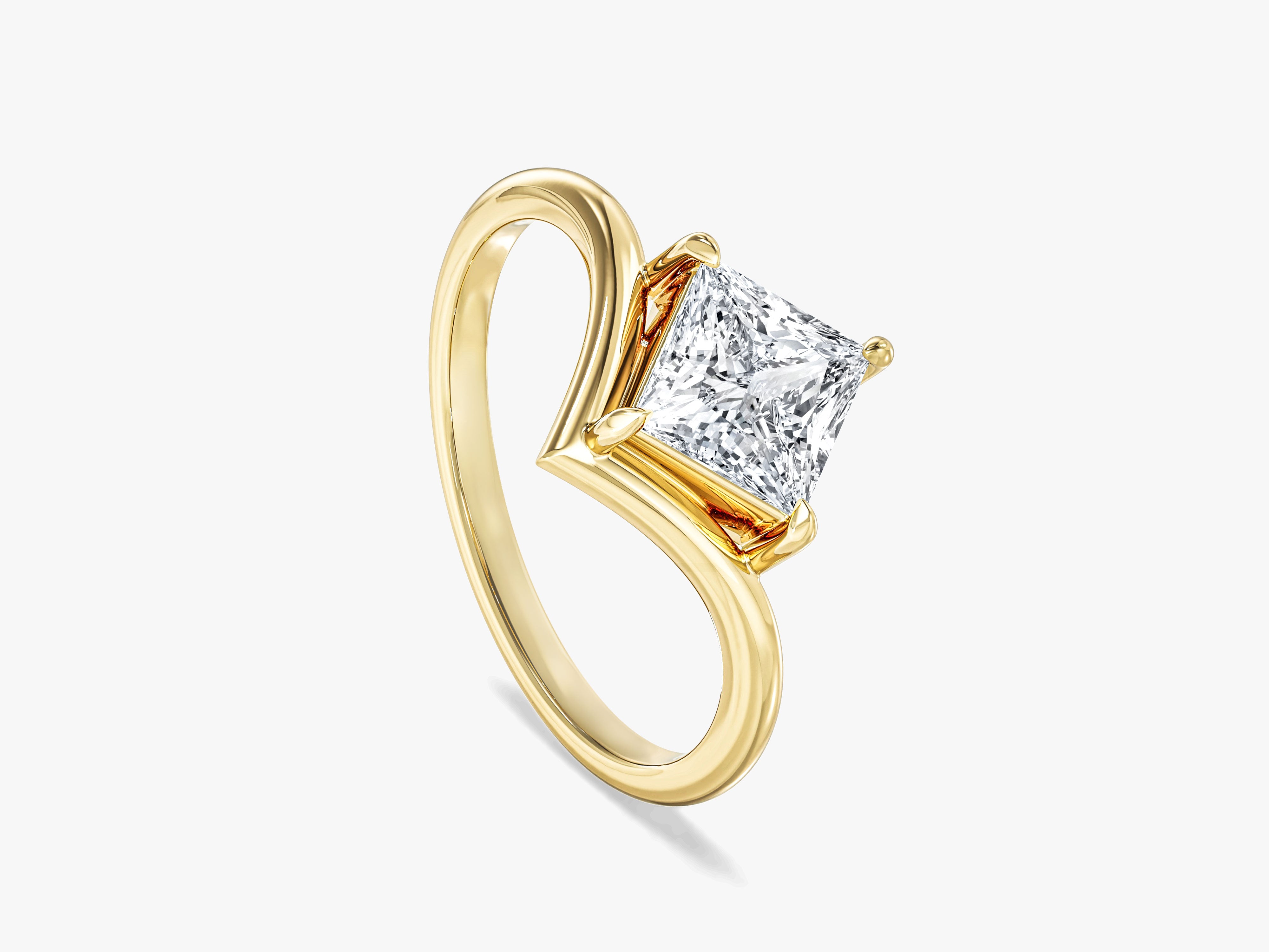 Moissanit Verlobungsring im Prinzessschliff mit gebogenem Design (1,00 CT)