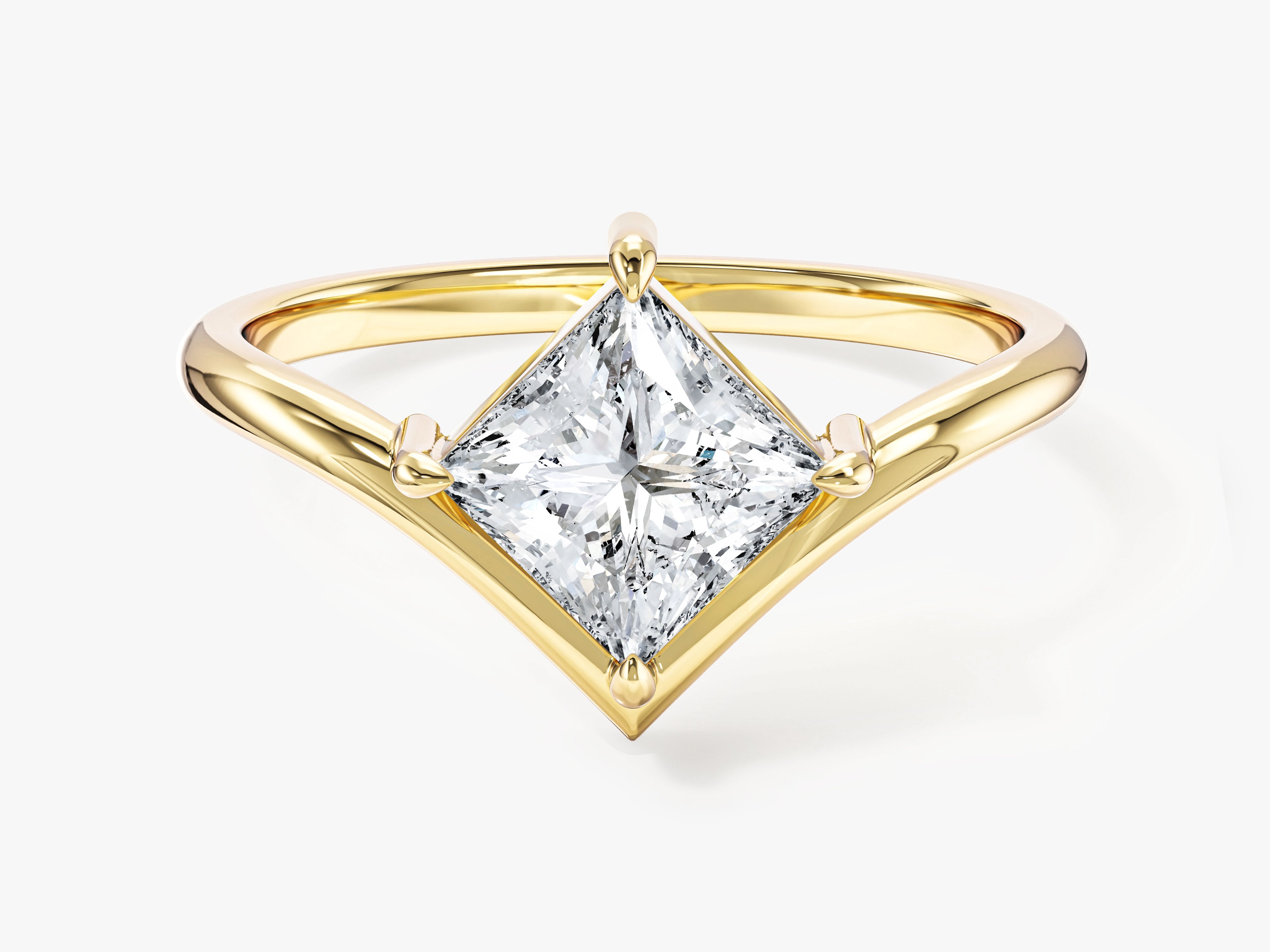 Moissanit Verlobungsring im Prinzessschliff mit gebogenem Design (1,00 CT)