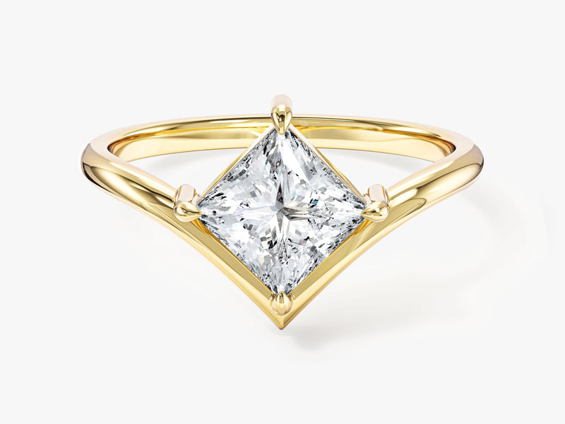 Moissanit Verlobungsring im Prinzessschliff mit gebogenem Design (1,00 CT)