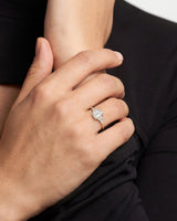 Round and Marquise Cluster Emerald Lab Grown Diamond Engagement Ring (1.00 CT)