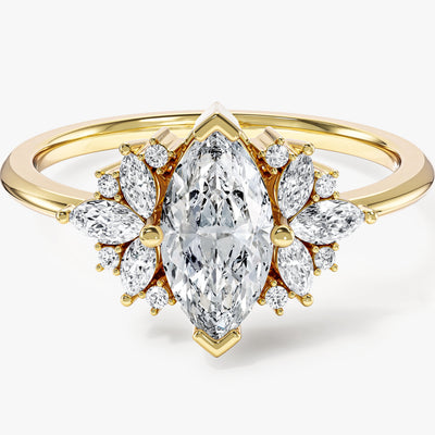 Vintage Moissanit Verlobungsring mit Marquise-Cluster (1,00 CT)