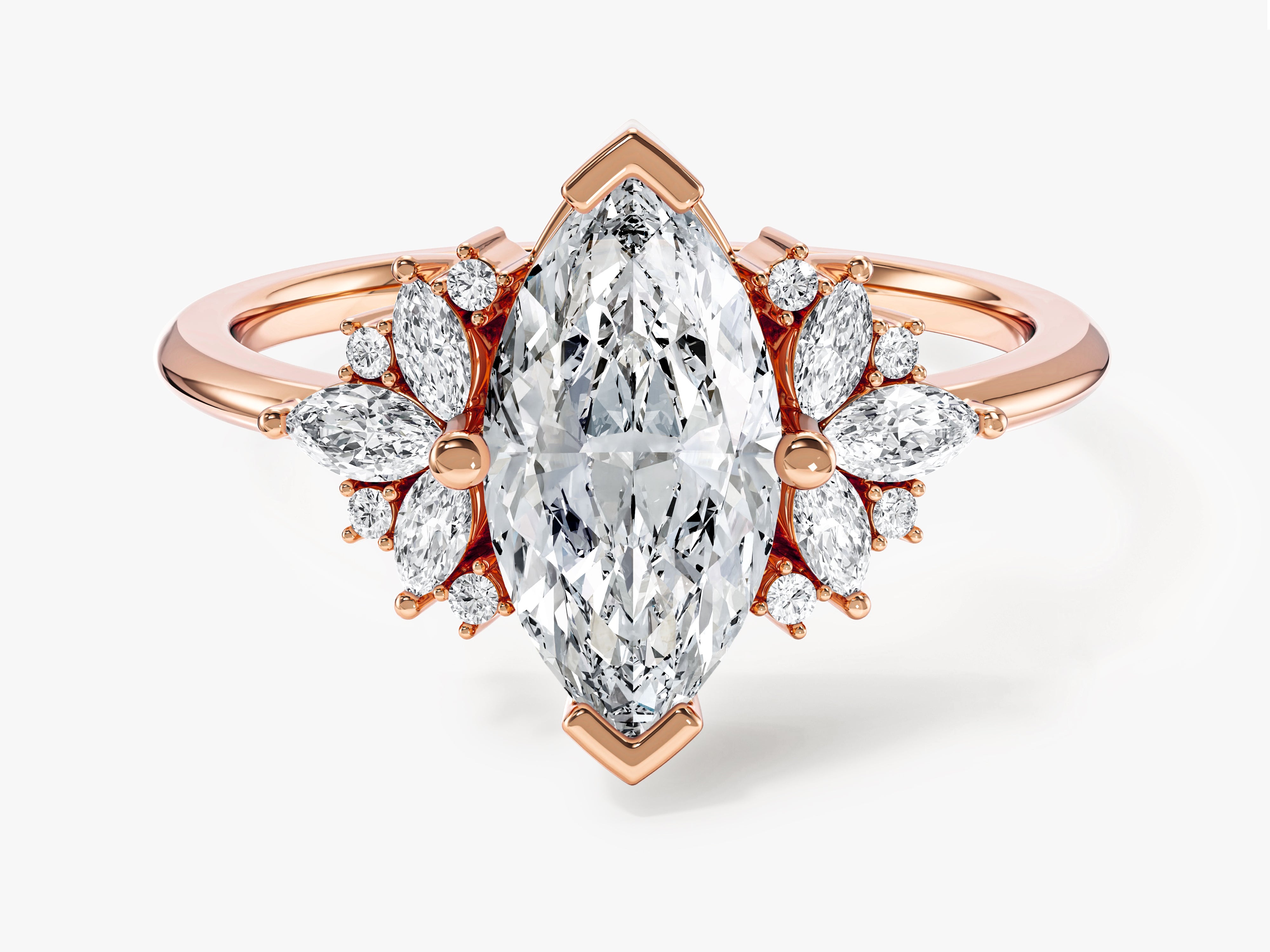 Vintage Moissanit Verlobungsring mit Marquise-Cluster (1,50 CT)