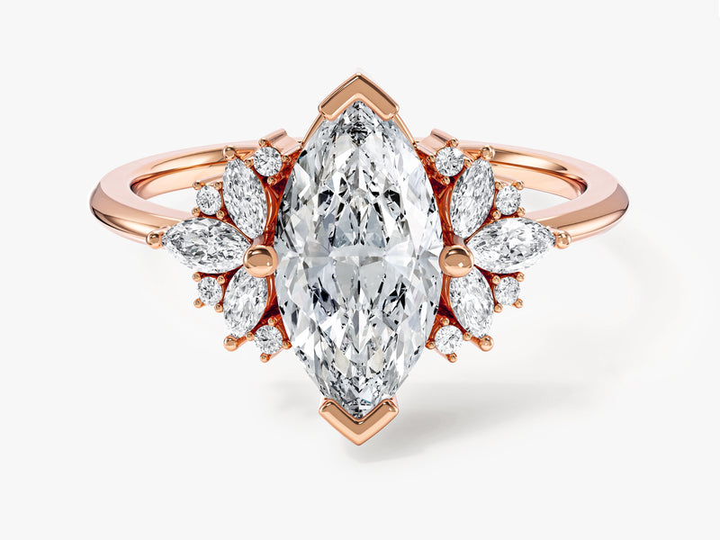 Vintage Moissanit Verlobungsring mit Marquise-Cluster (1,50 CT)