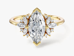 Vintage Labordiamant Verlobungsring mit Marquise-Cluster (1,50 CT)