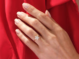 Diamond flower ring on a hand, luxury jewelry