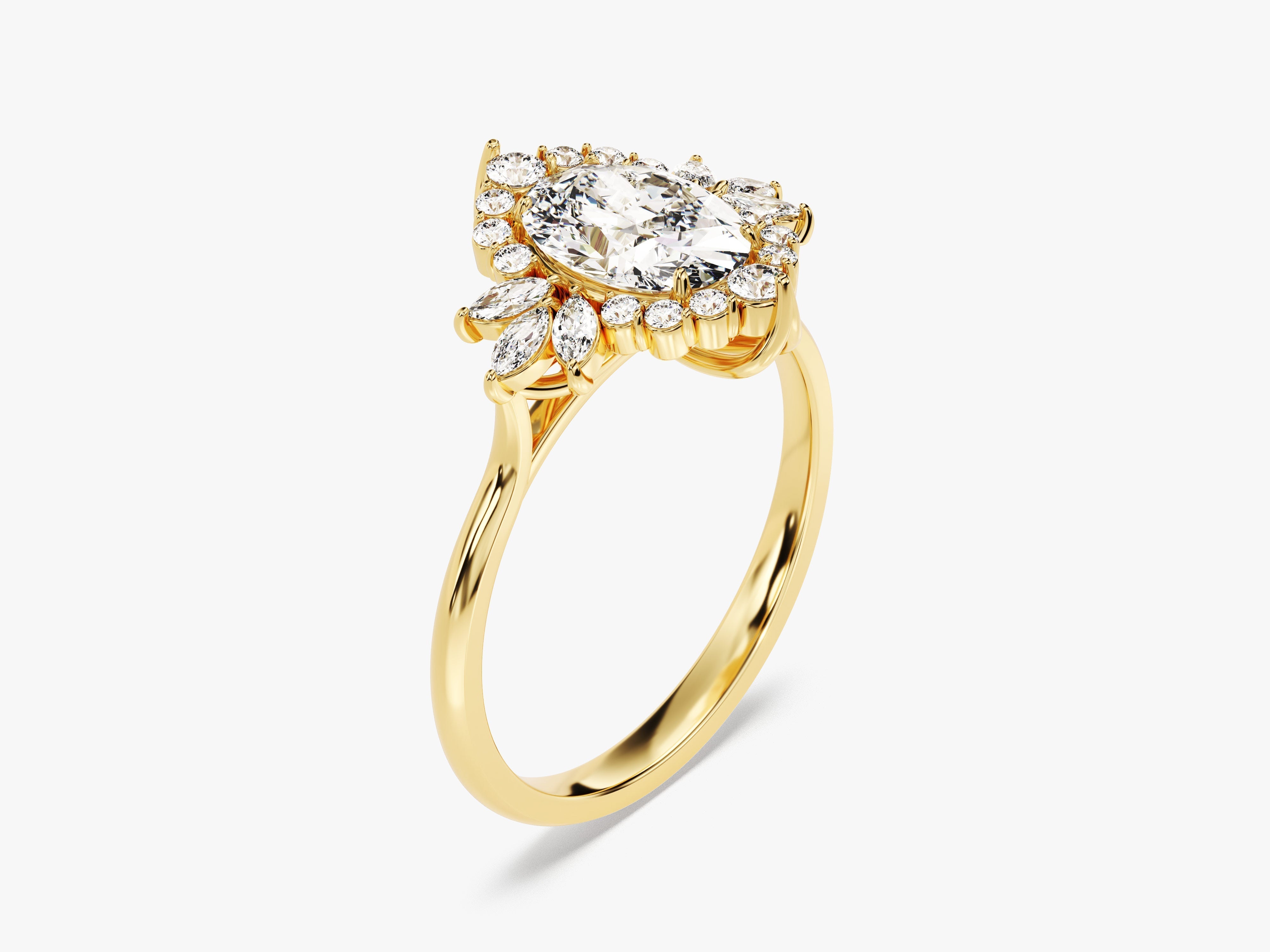 Moissanit Verlobungsring mit Vintage Halo (1.50 CT)