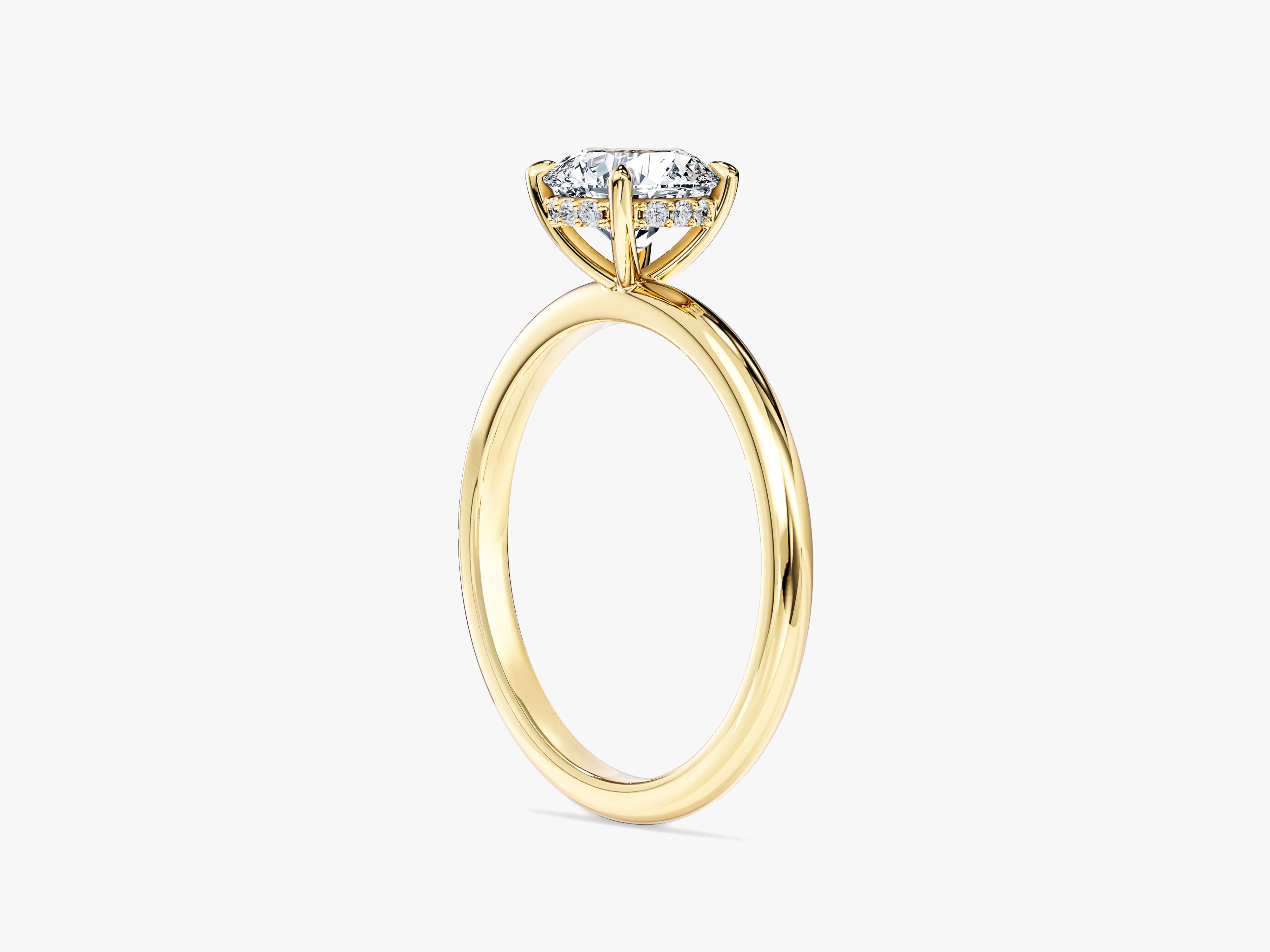 Labordiamant Verlobungsring im Rundschliff und verborgenem Halo (1.00 CT)