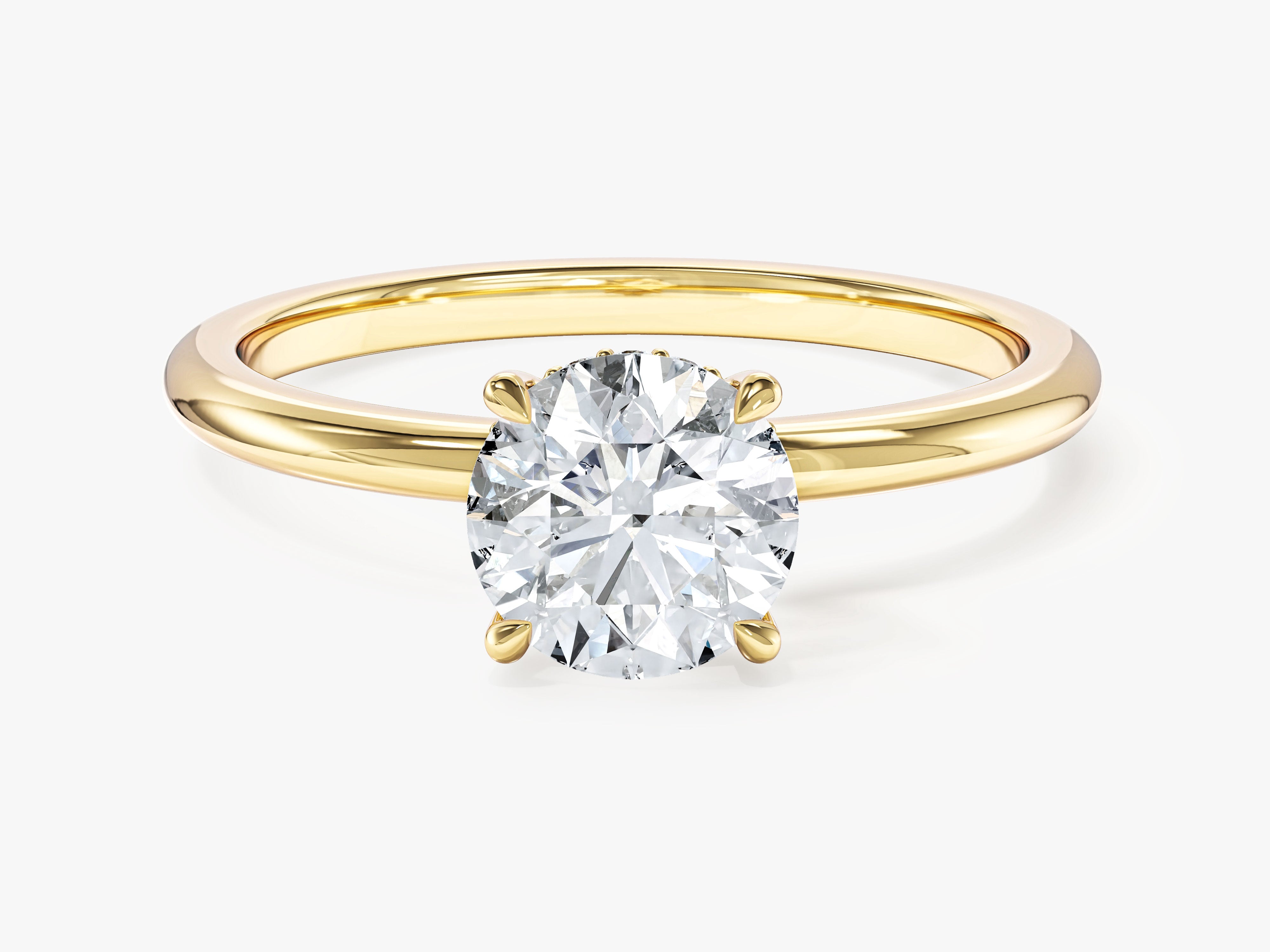 Labordiamant Verlobungsring im Rundschliff und verborgenem Halo (1.00 CT)