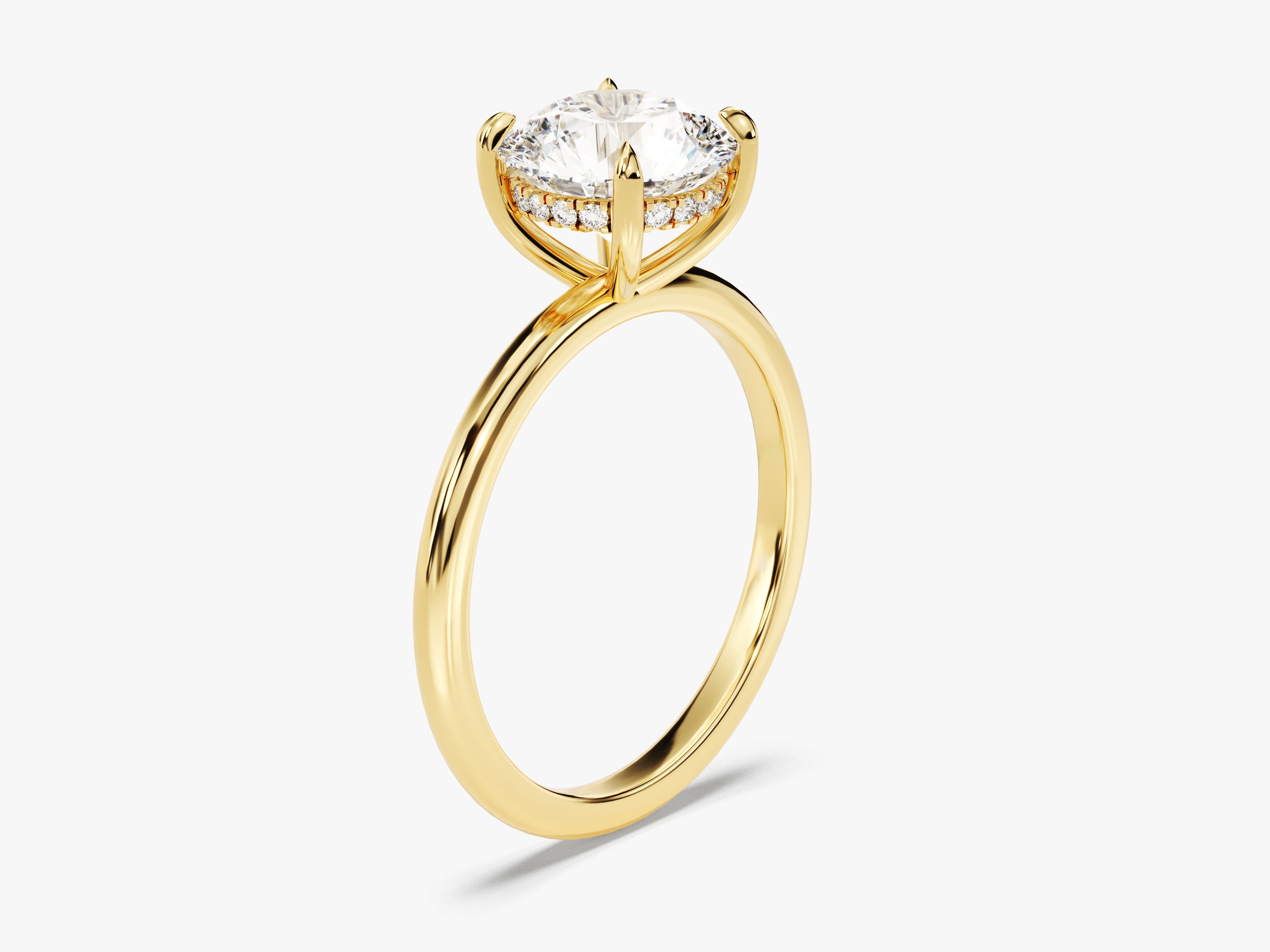 Labordiamant Verlobungsring im Rundschliff und verborgenem Halo (2.00 CT)