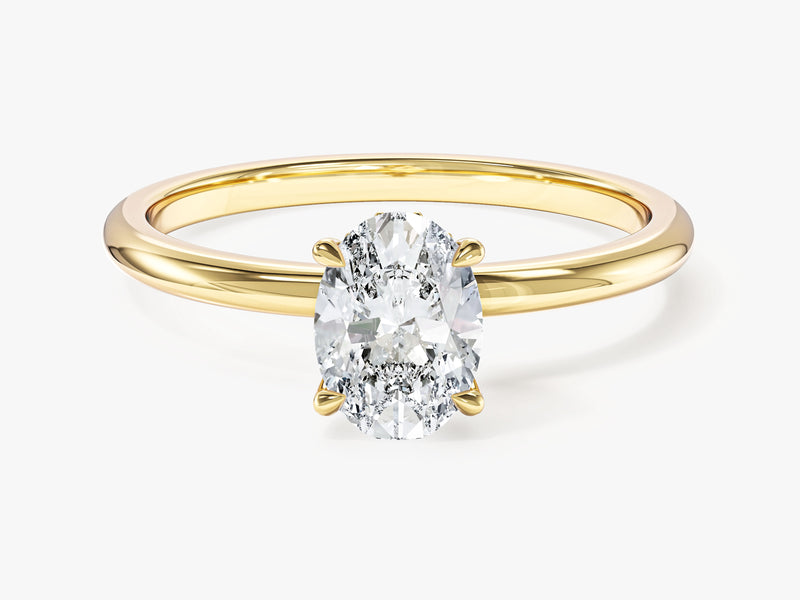 Moissanit Verlobungsring im Ovalschliff und verborgenem Halo (1,00 CT)