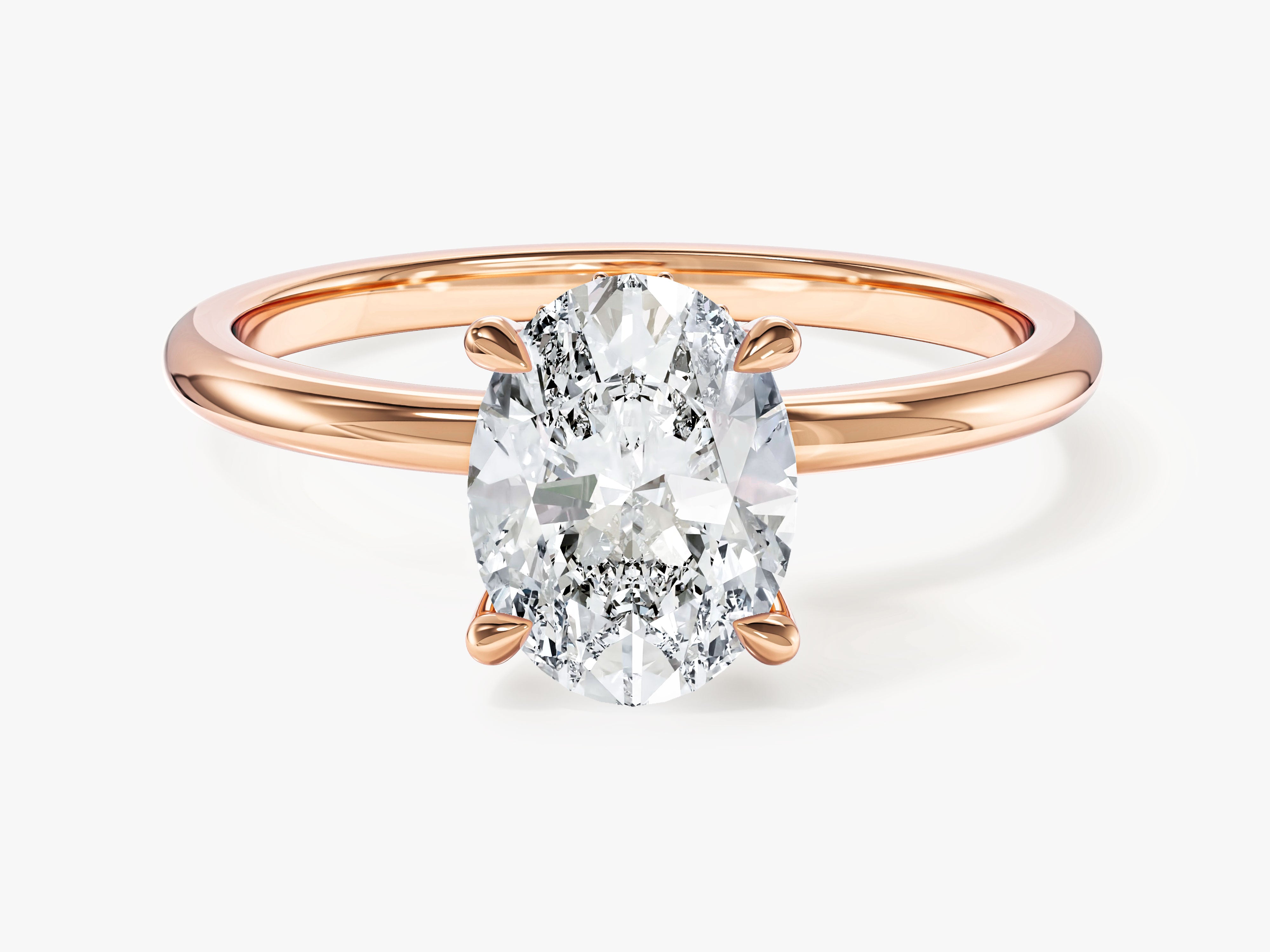Moissanit Verlobungsring im Ovalschliff und verborgenem Halo (1,50 CT)