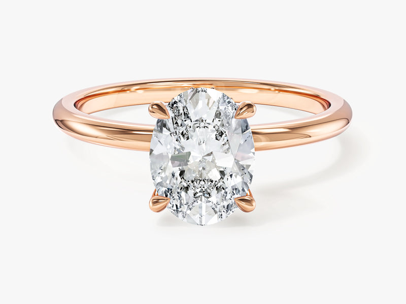 Moissanit Verlobungsring im Ovalschliff und verborgenem Halo (1,50 CT)