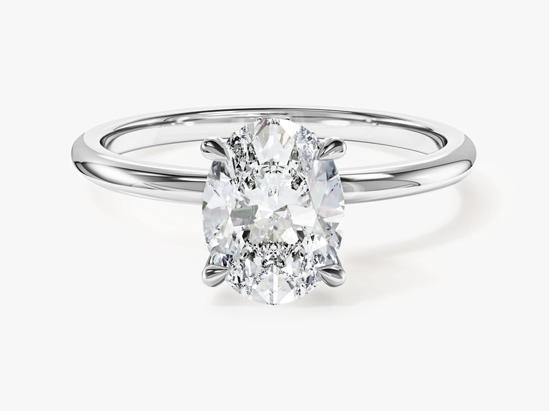 Moissanit Verlobungsring im Ovalschliff und verborgenem Halo (1,50 CT)