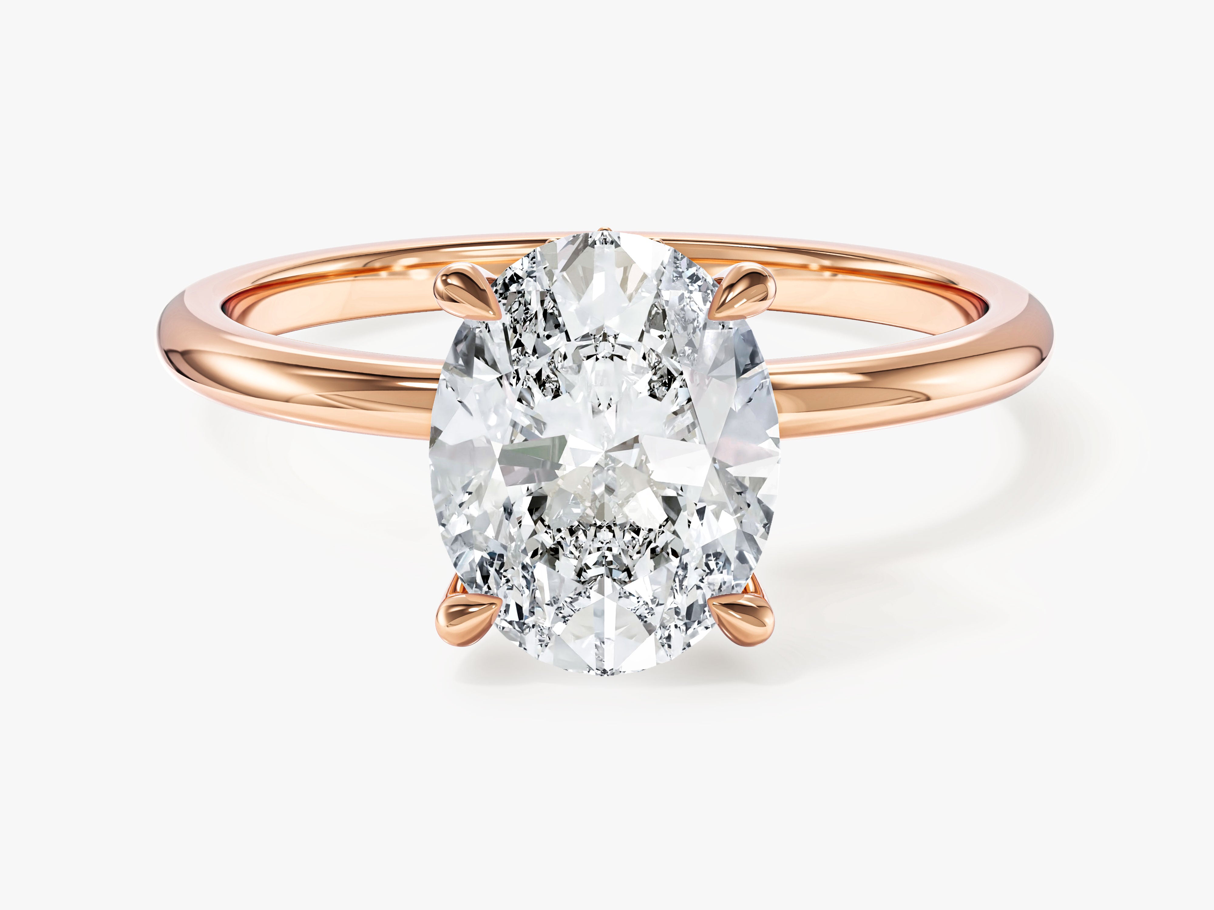 Moissanit Verlobungsring im Ovalschliff und verborgenem Halo (2,00 CT)