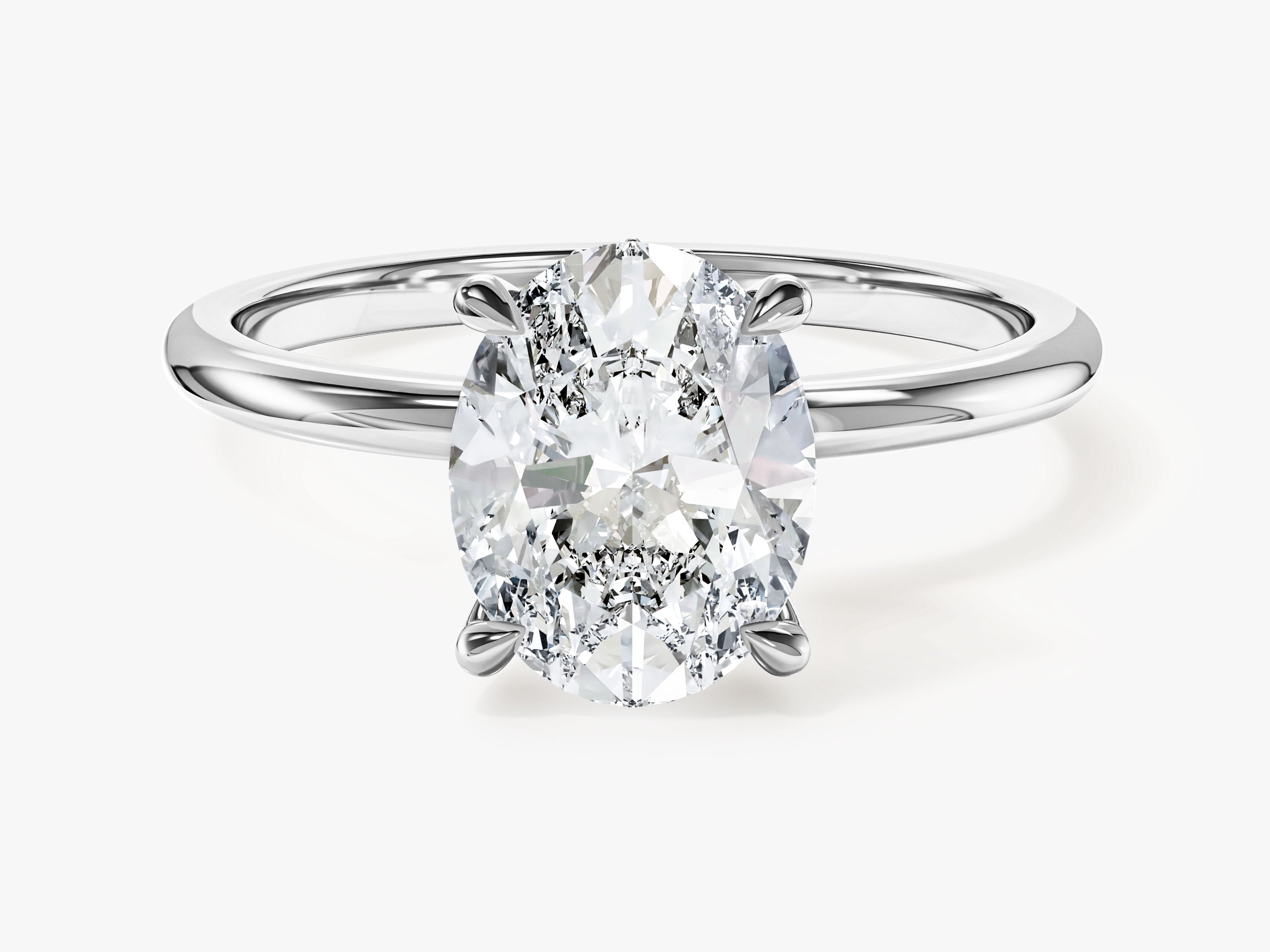 Moissanit Verlobungsring im Ovalschliff und verborgenem Halo (2,00 CT)
