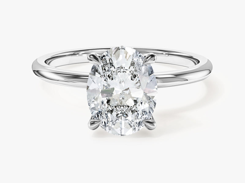 Moissanit Verlobungsring im Ovalschliff und verborgenem Halo (2,00 CT)