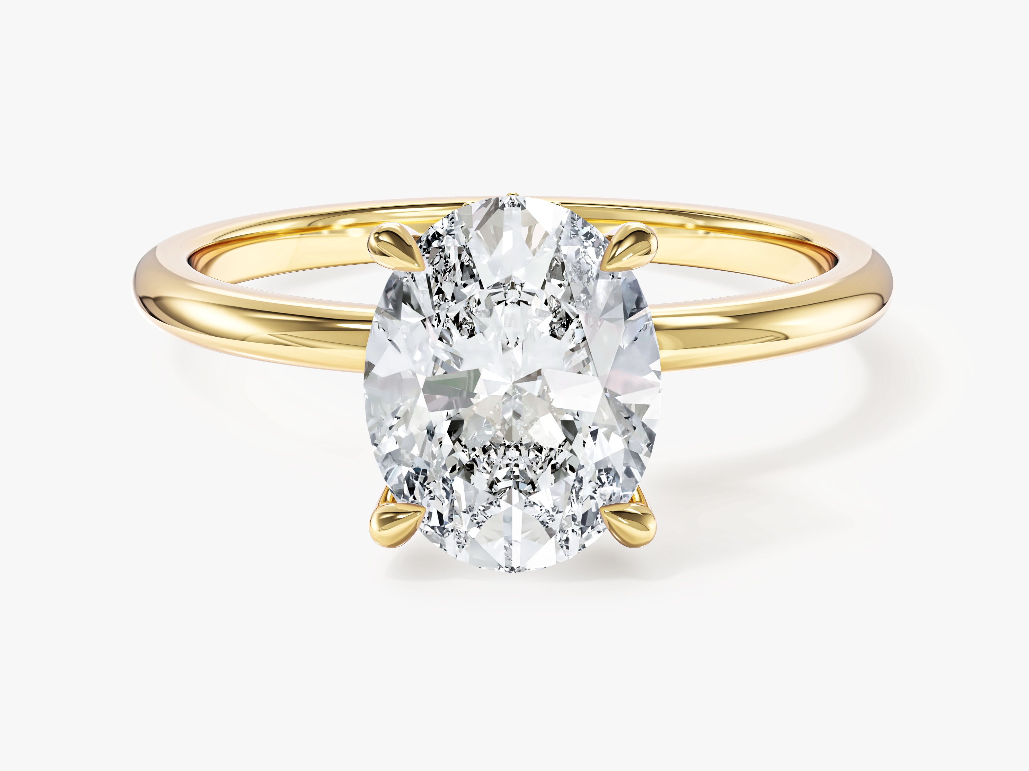 Moissanit Verlobungsring im Ovalschliff und verborgenem Halo (2,00 CT)